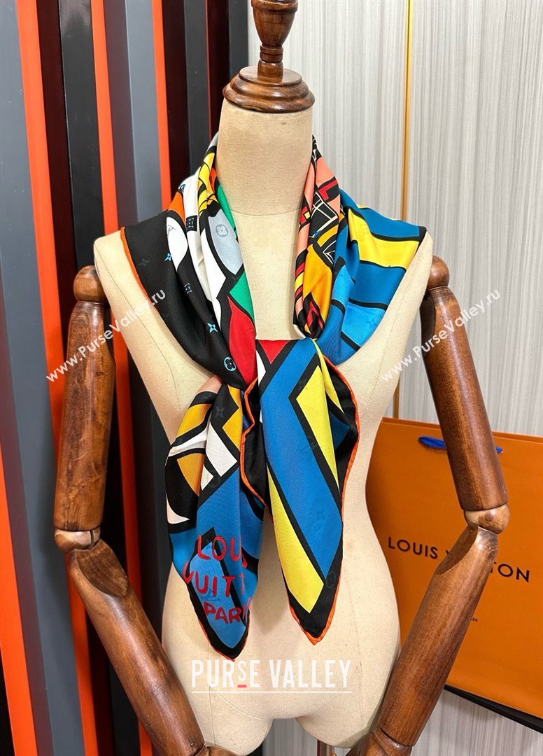 Louis Vuitton Silk Sqaure Scarf 90x90cm LV030432 Blue 2025 (A-25030432)