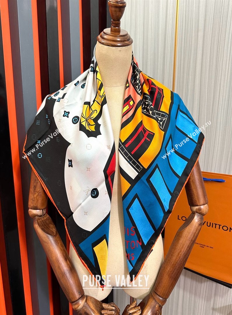 Louis Vuitton Silk Sqaure Scarf 90x90cm LV030432 Blue 2025 (A-25030432)