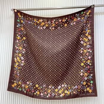Louis Vuitton Silk Sqaure Scarf 90x90cm LV030433 Brown 2025 (A-25030433)