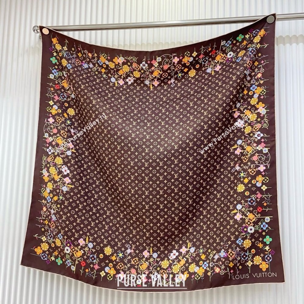 Louis Vuitton Silk Sqaure Scarf 90x90cm LV030433 Brown 2025 (A-25030433)