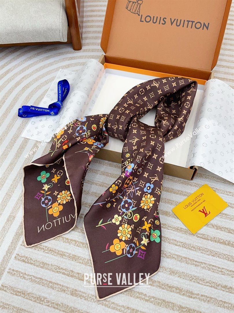 Louis Vuitton Silk Sqaure Scarf 90x90cm LV030433 Brown 2025 (A-25030433)