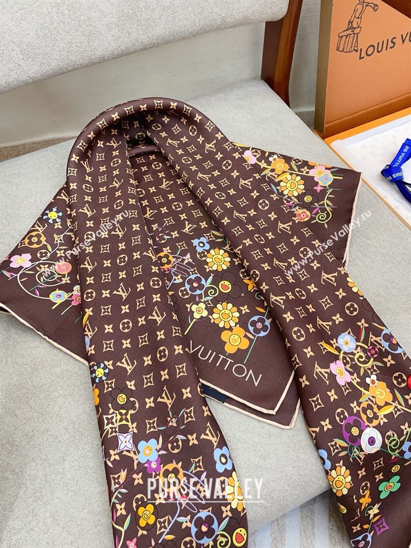 Louis Vuitton Silk Sqaure Scarf 90x90cm LV030433 Brown 2025 (A-25030433)