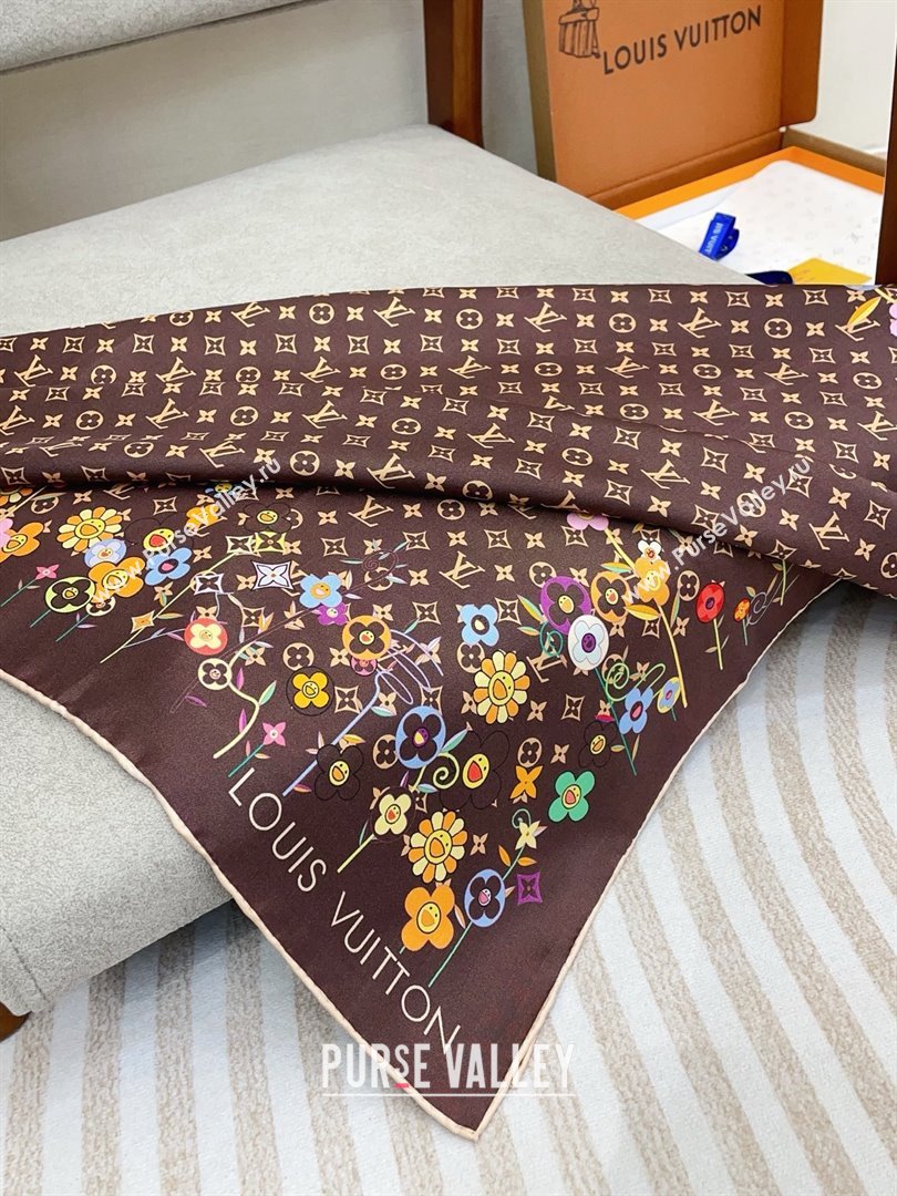 Louis Vuitton Silk Sqaure Scarf 90x90cm LV030433 Brown 2025 (A-25030433)