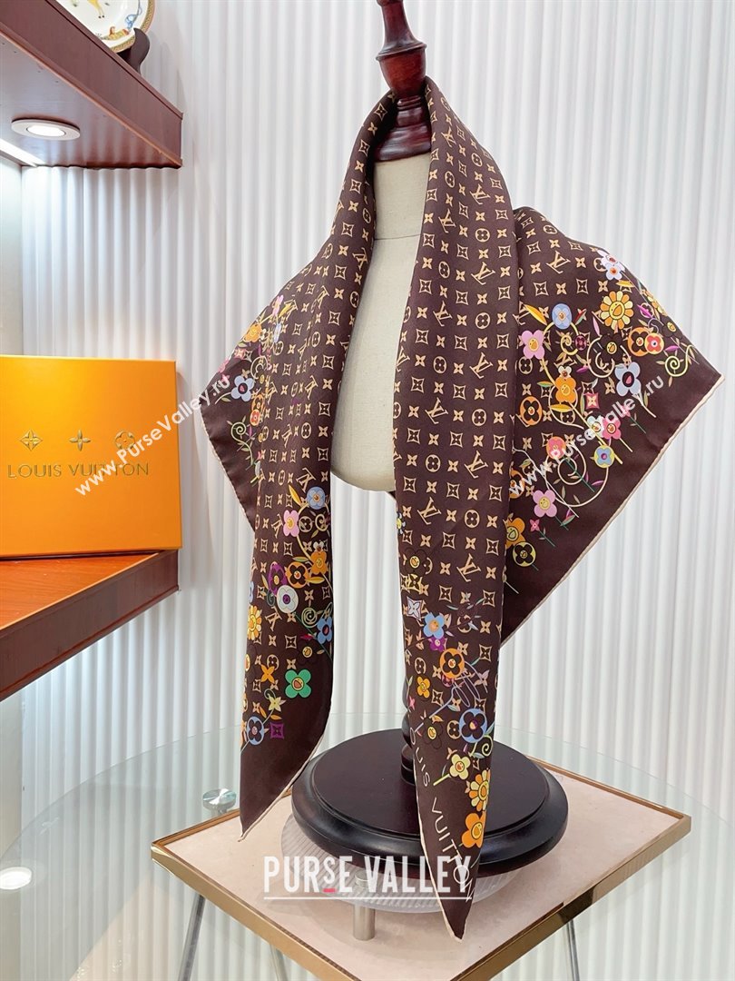 Louis Vuitton Silk Sqaure Scarf 90x90cm LV030433 Brown 2025 (A-25030433)