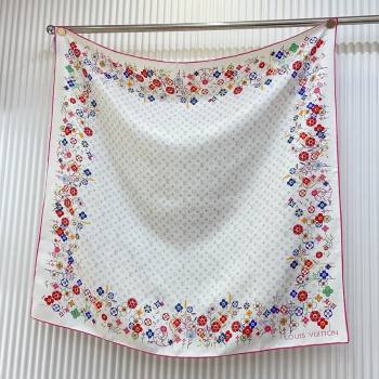 Louis Vuitton Silk Sqaure Scarf 90x90cm LV030434 White 2025 (A-25030434)