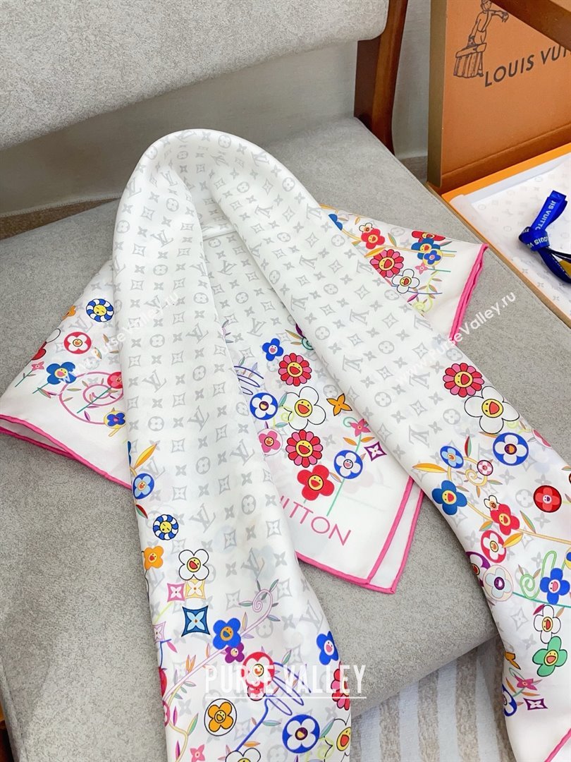 Louis Vuitton Silk Sqaure Scarf 90x90cm LV030434 White 2025 (A-25030434)