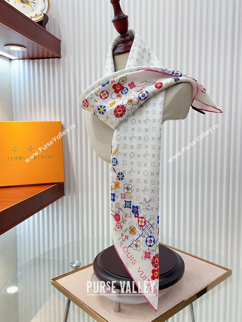 Louis Vuitton Silk Sqaure Scarf 90x90cm LV030434 White 2025 (A-25030434)