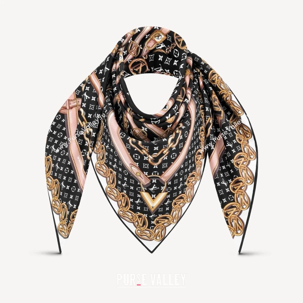 Louis Vuitton Silk Sqaure Scarf 90x90cm LV030435 Brown 2025 (A-25030435)