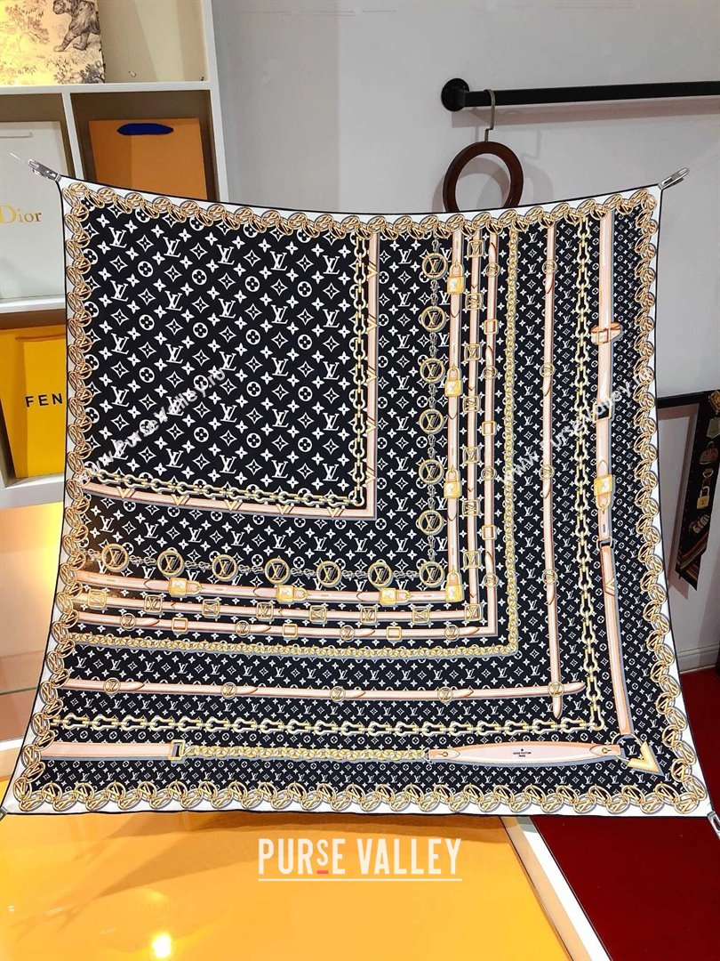 Louis Vuitton Silk Sqaure Scarf 90x90cm LV030435 Brown 2025 (A-25030435)