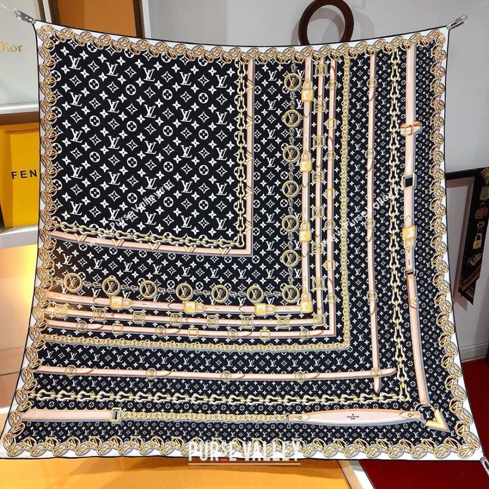 Louis Vuitton Silk Sqaure Scarf 90x90cm LV030435 Brown 2025 (A-25030435)