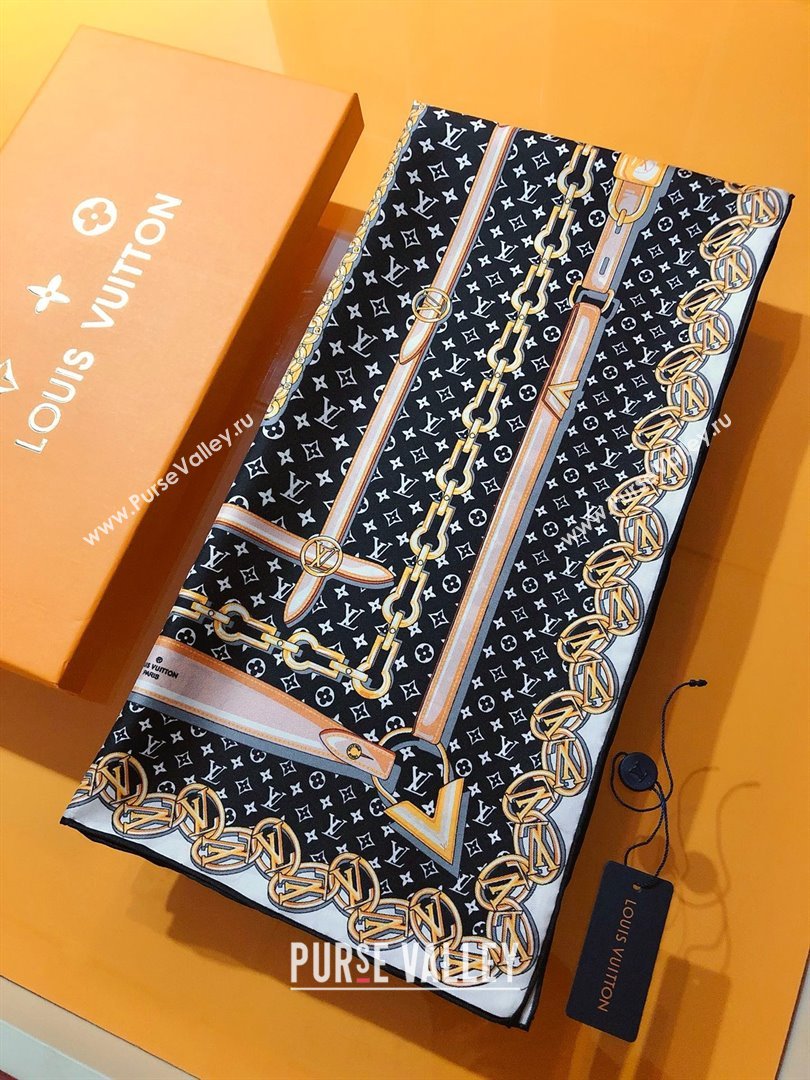 Louis Vuitton Silk Sqaure Scarf 90x90cm LV030435 Brown 2025 (A-25030435)