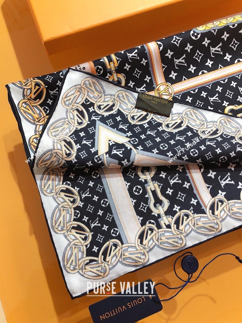 Louis Vuitton Silk Sqaure Scarf 90x90cm LV030435 Brown 2025 (A-25030435)