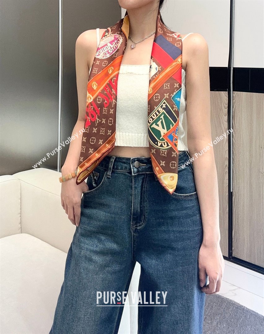 Louis Vuitton Silk Sqaure Scarf 90x90cm LV030436 Brown 2025 (A-25030436)