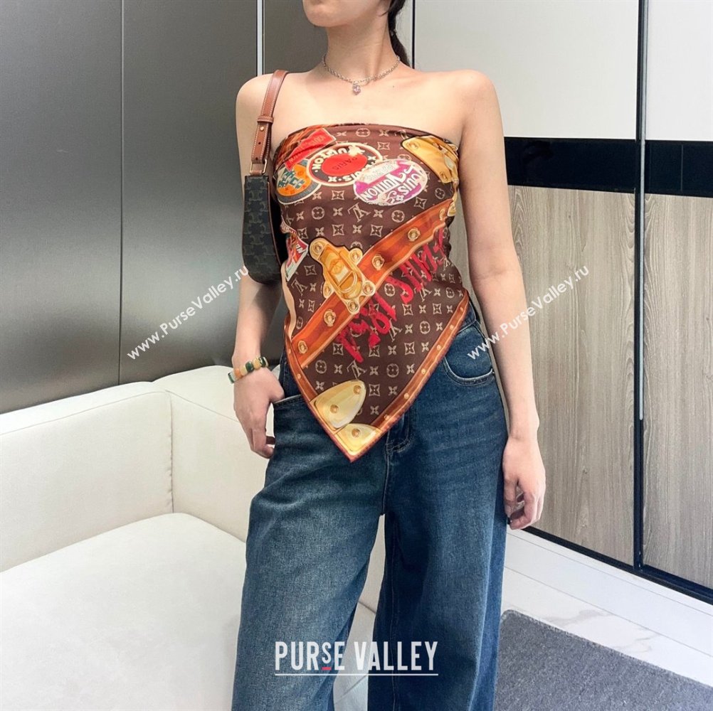 Louis Vuitton Silk Sqaure Scarf 90x90cm LV030436 Brown 2025 (A-25030436)