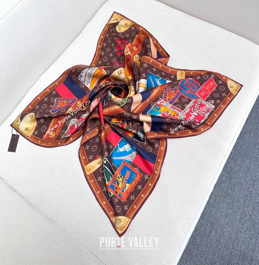 Louis Vuitton Silk Sqaure Scarf 90x90cm LV030436 Brown 2025 (A-25030436)