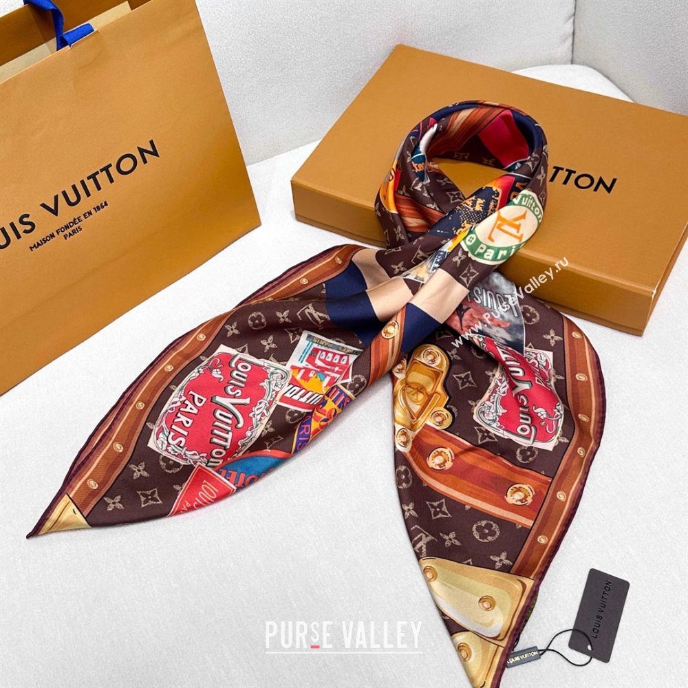 Louis Vuitton Silk Sqaure Scarf 90x90cm LV030436 Brown 2025 (A-25030436)