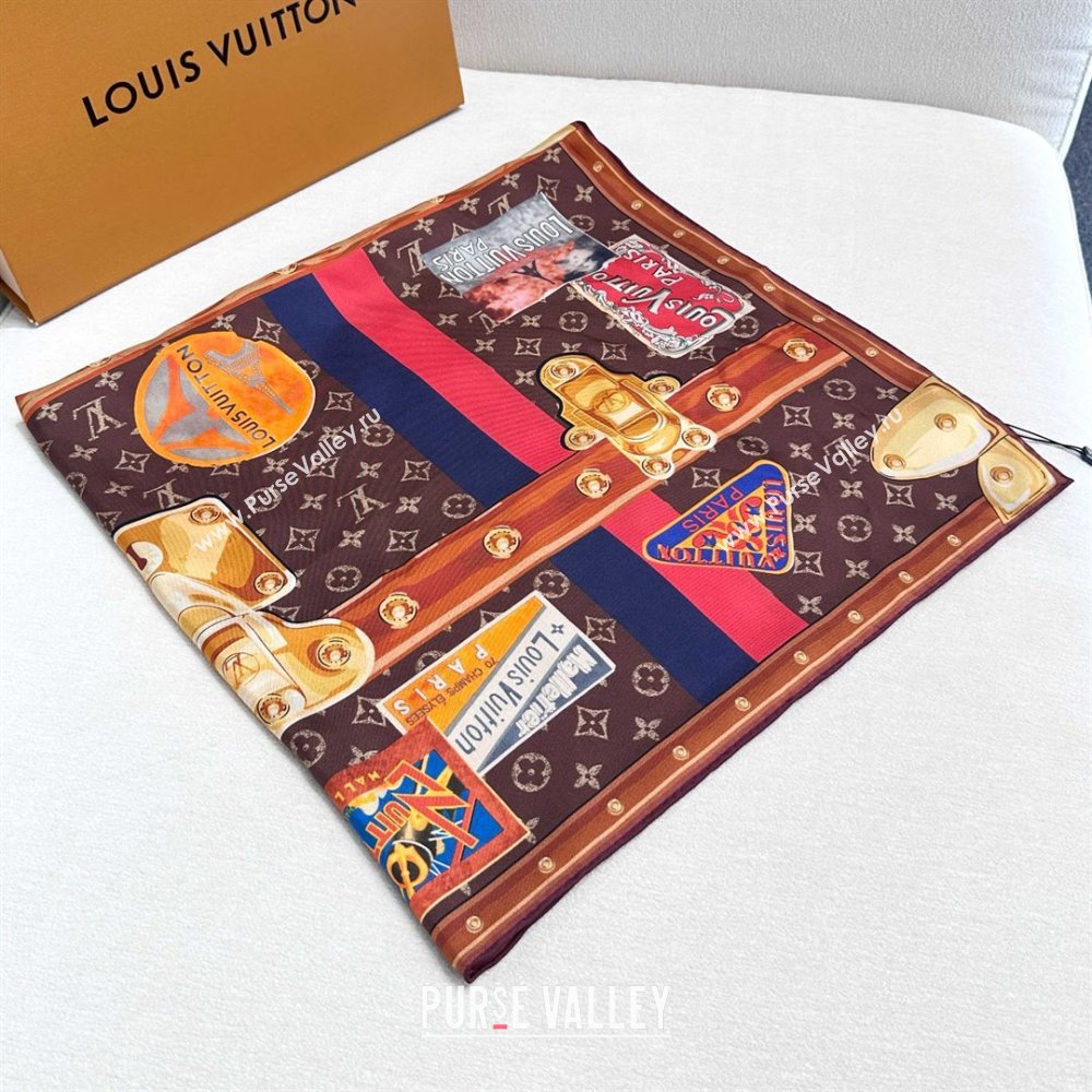 Louis Vuitton Silk Sqaure Scarf 90x90cm LV030436 Brown 2025 (A-25030436)