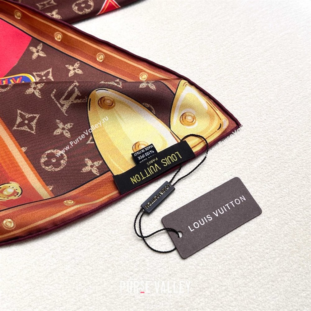 Louis Vuitton Silk Sqaure Scarf 90x90cm LV030436 Brown 2025 (A-25030436)