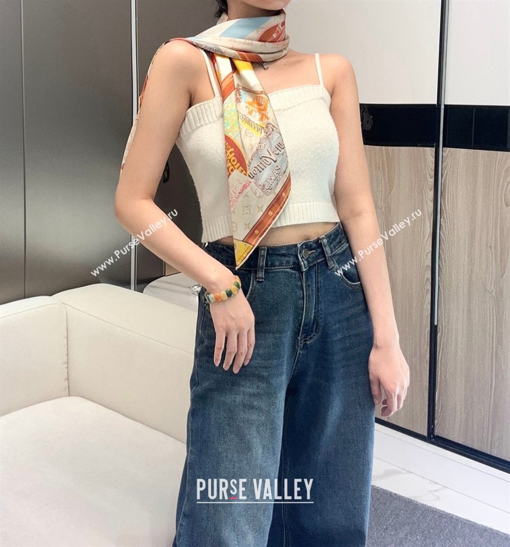 Louis Vuitton Silk Sqaure Scarf 90x90cm LV030437 Beige/Brown 2025 (A-25030437)