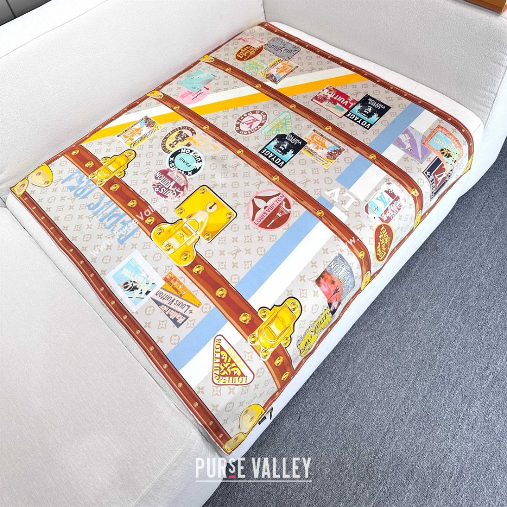 Louis Vuitton Silk Sqaure Scarf 90x90cm LV030437 Beige/Brown 2025 (A-25030437)