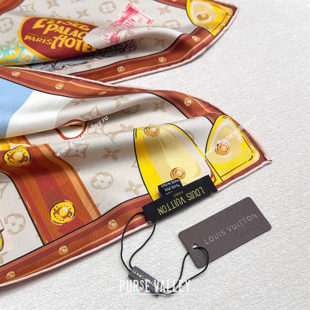 Louis Vuitton Silk Sqaure Scarf 90x90cm LV030437 Beige/Brown 2025 (A-25030437)