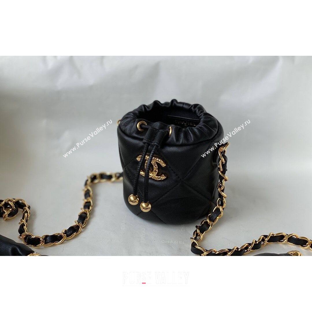 Chanel Lambskin Bucket Clutch with Chain and Rings AP2330 Black 2021 TOP (SM-21082754)