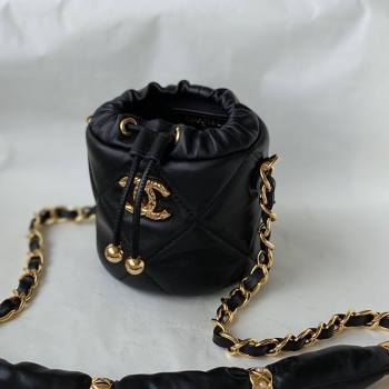 Chanel Lambskin Bucket Clutch with Chain and Rings AP2330 Black 2021 TOP (SM-21082754)