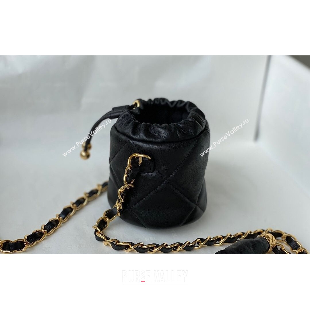 Chanel Lambskin Bucket Clutch with Chain and Rings AP2330 Black 2021 TOP (SM-21082754)