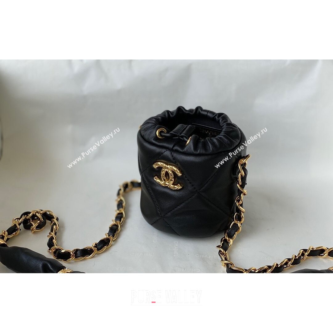 Chanel Lambskin Bucket Clutch with Chain and Rings AP2330 Black 2021 TOP (SM-21082754)