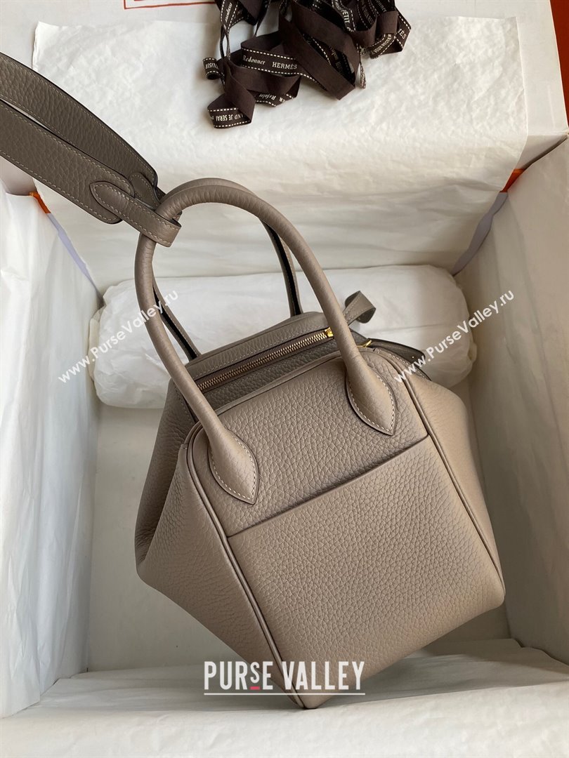 Hermes Lindy 26/30 Bag in Original Taurillon Clemence Leather Pitch Grey/Gold 2024(Full Handmade) (XYA-24051519)