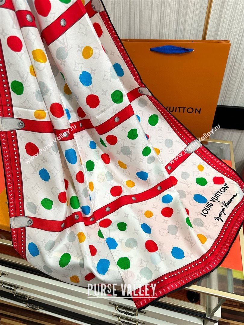 Louis Vuitton Silk Sqaure Scarf 90x90cm LV030431 Red/White 2025 (A-25030431)