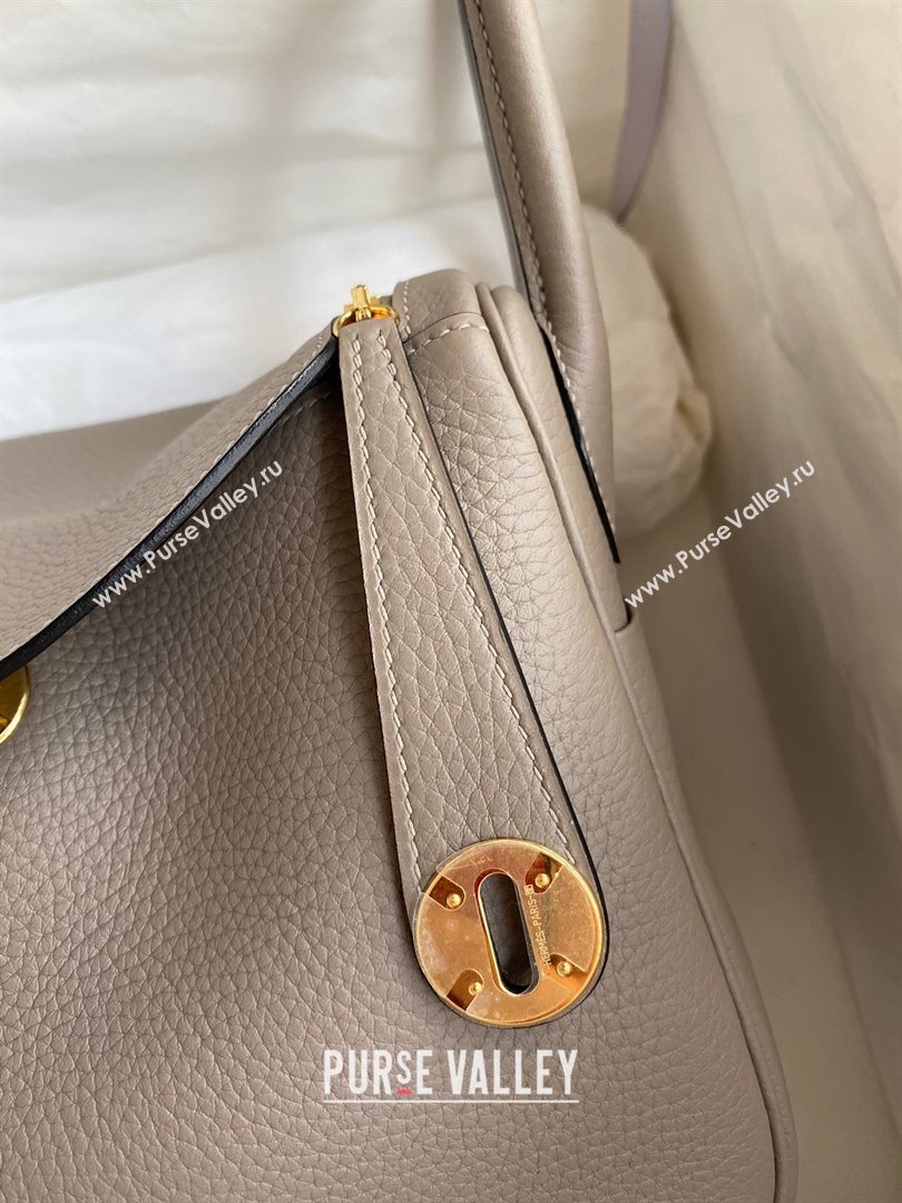 Hermes Lindy 26/30 Bag in Original Taurillon Clemence Leather Pitch Grey/Gold 2024(Full Handmade) (XYA-24051519)