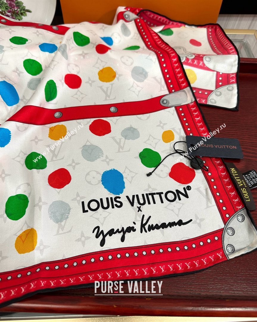 Louis Vuitton Silk Sqaure Scarf 90x90cm LV030431 Red/White 2025 (A-25030431)