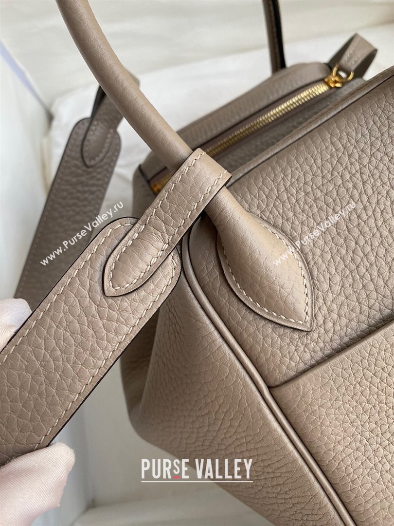 Hermes Lindy 26/30 Bag in Original Taurillon Clemence Leather Pitch Grey/Gold 2024(Full Handmade) (XYA-24051519)