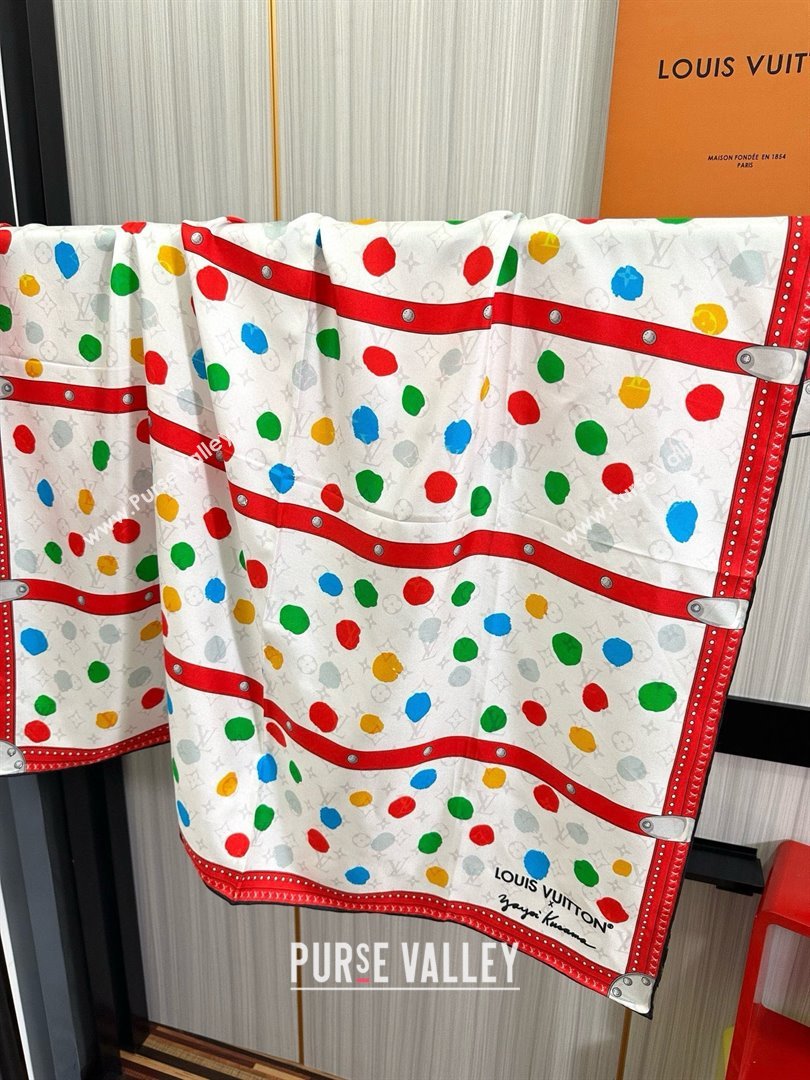 Louis Vuitton Silk Sqaure Scarf 90x90cm LV030431 Red/White 2025 (A-25030431)