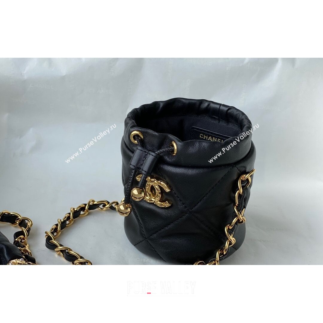 Chanel Lambskin Bucket Clutch with Chain and Rings AP2330 Black 2021 TOP (SM-21082754)