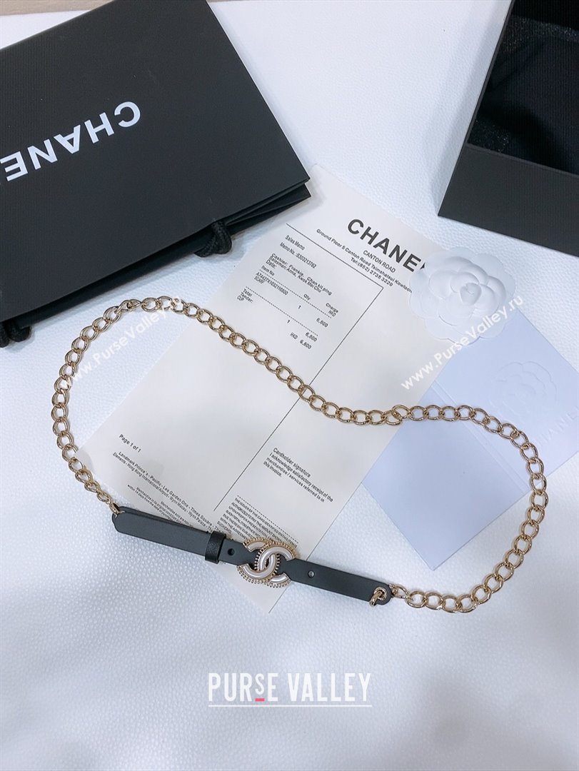 Chanel Calfskin Chain Belt CH122608 Black/Gold 2024 (YANG-24122608)