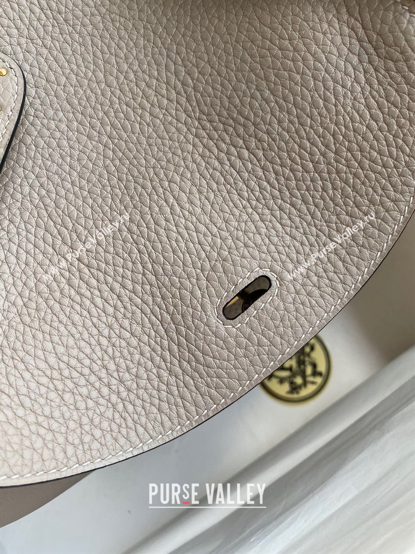 Hermes Lindy 26/30 Bag in Original Taurillon Clemence Leather Pitch Grey/Gold 2024(Full Handmade) (XYA-24051519)