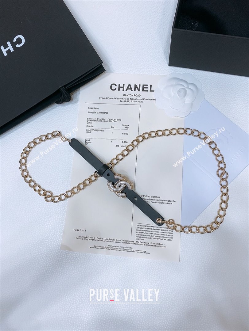 Chanel Calfskin Chain Belt CH122608 Black/Gold 2024 (YANG-24122608)