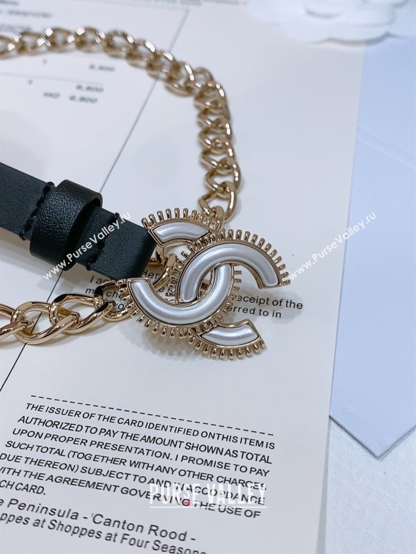 Chanel Calfskin Chain Belt CH122608 Black/Gold 2024 (YANG-24122608)