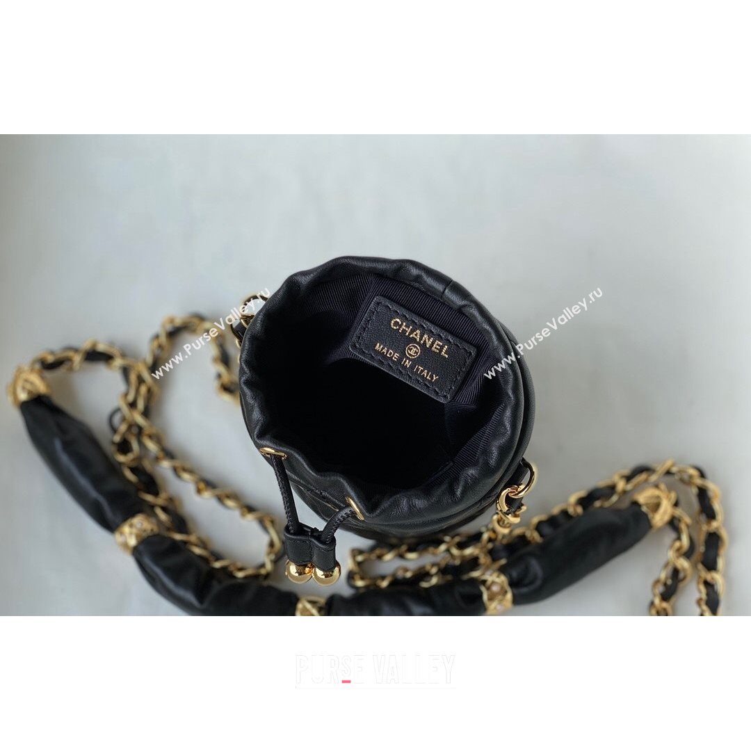 Chanel Lambskin Bucket Clutch with Chain and Rings AP2330 Black 2021 TOP (SM-21082754)