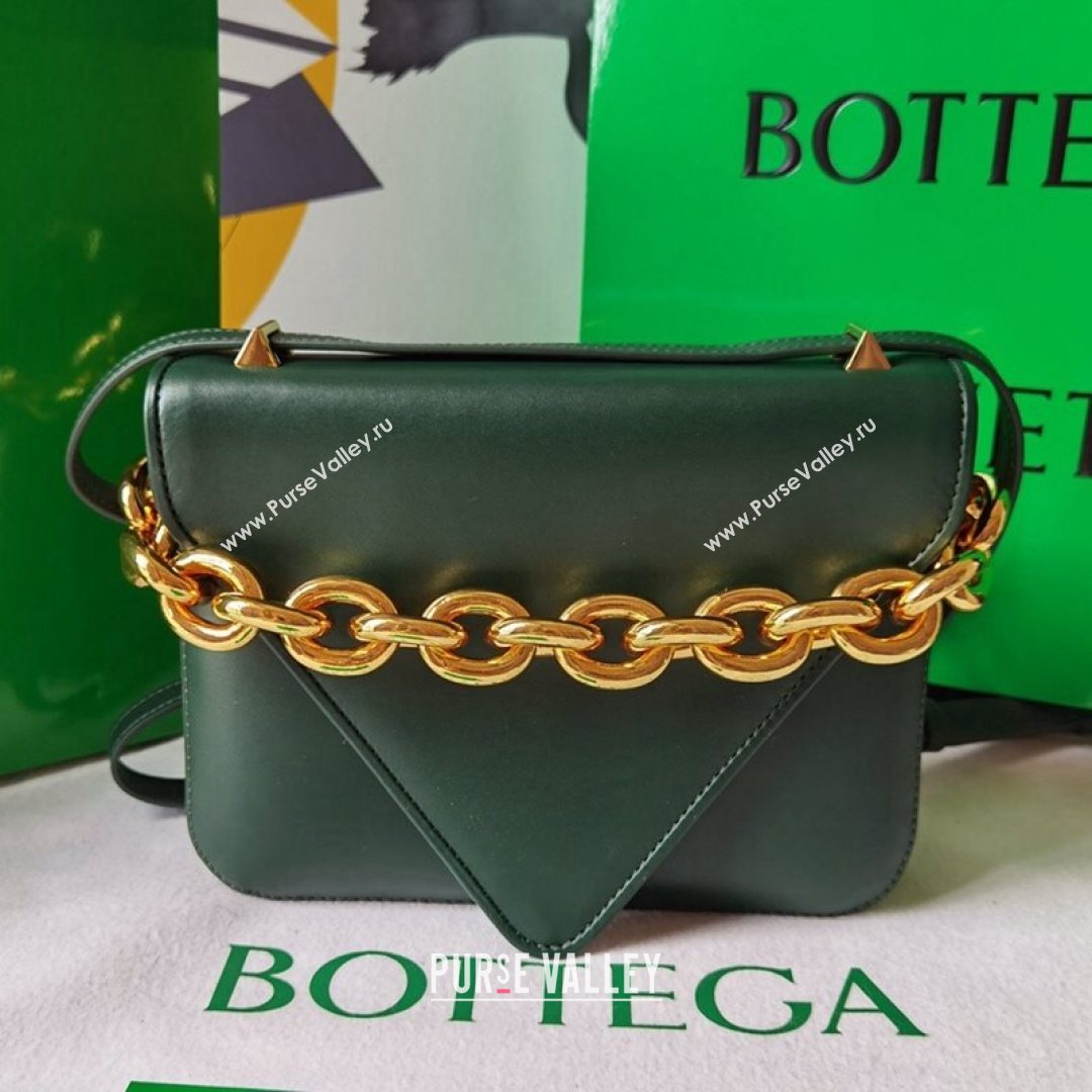 Bottega Veneta Mount Smooth Calfskin Small Chain Envelope Bag Raintree Green 2021 (WT-21080626)