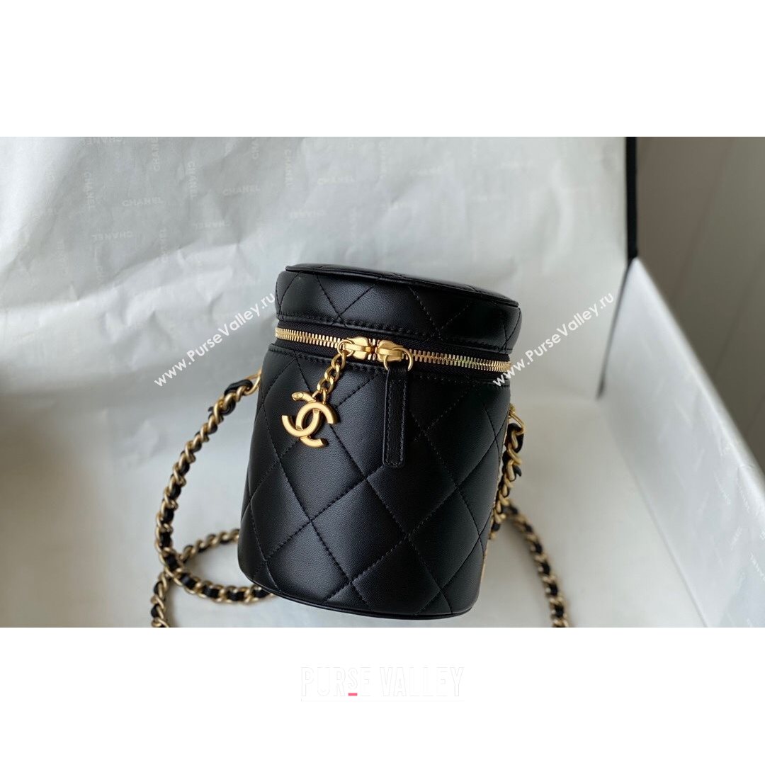 Chanel Lambskin Small Vanity Case with Metal Side Logo AS2735 Black 2021 (SM-21082753)