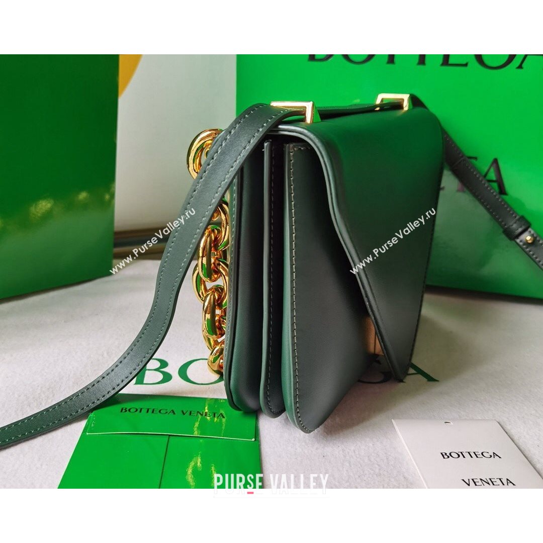 Bottega Veneta Mount Smooth Calfskin Small Chain Envelope Bag Raintree Green 2021 (WT-21080626)
