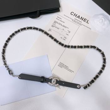 Chanel Calfskin Leather Chain Belt CH122609 Black/Silver 2024 (YANG-24122609)