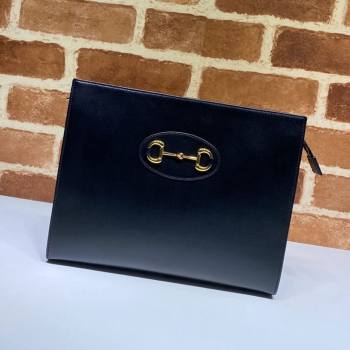 Gucci Horsebit 1955 Leather Pouch 621890 Black 2020 (DLH-20112549)