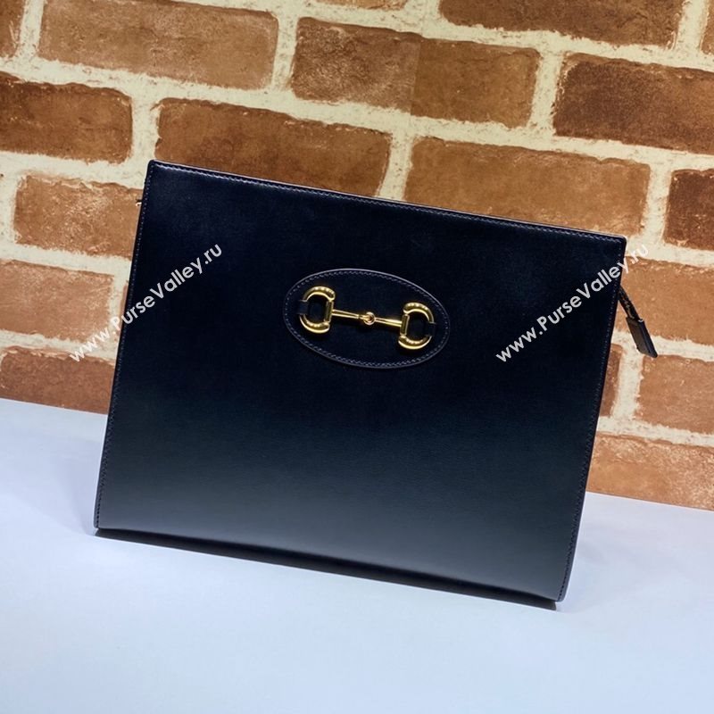 Gucci Horsebit 1955 Leather Pouch 621890 Black 2020 (DLH-20112549)