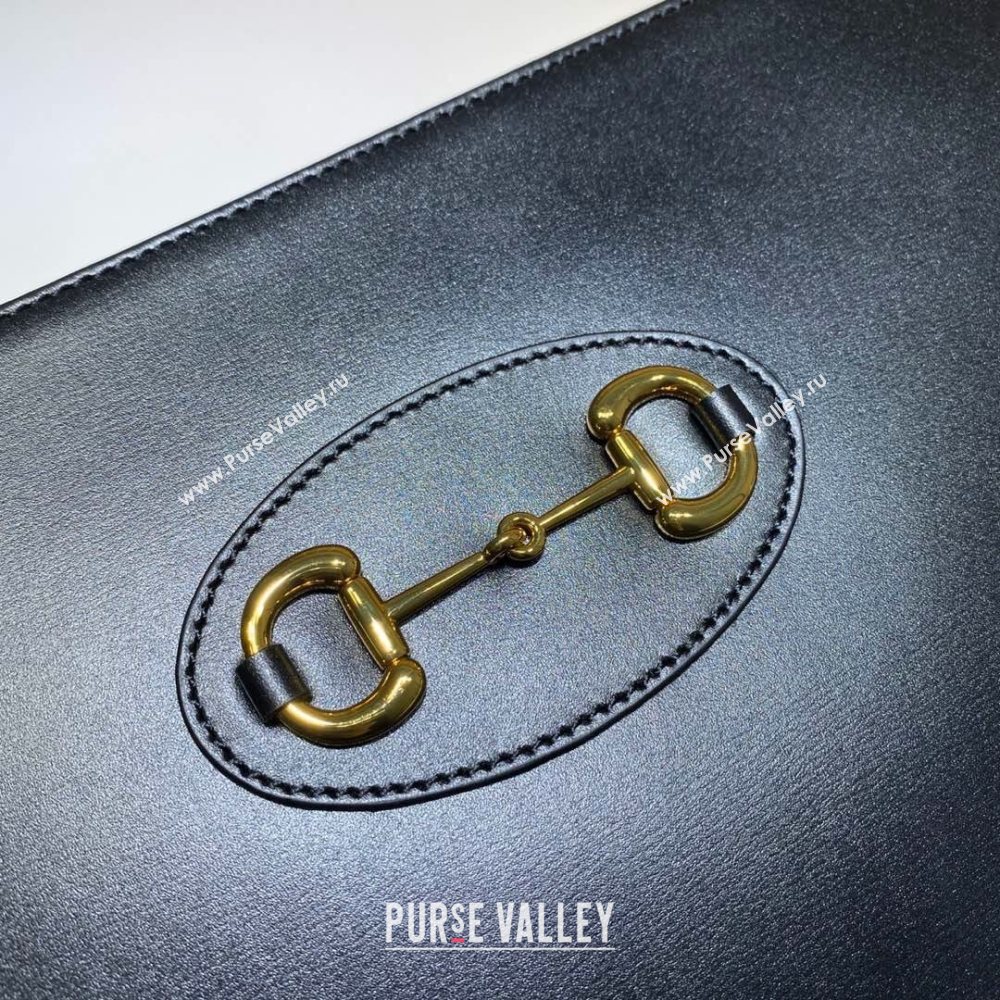 Gucci Horsebit 1955 Leather Pouch 621890 Black 2020 (DLH-20112549)