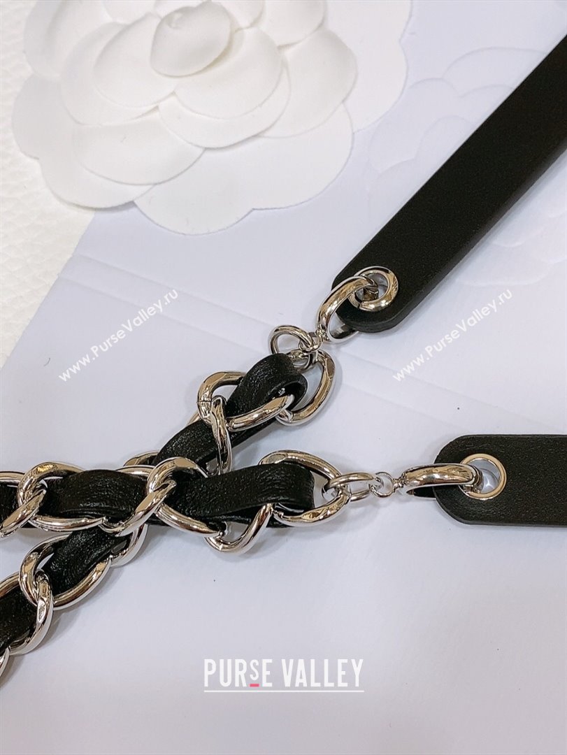 Chanel Calfskin Leather Chain Belt CH122609 Black/Silver 2024 (YANG-24122609)