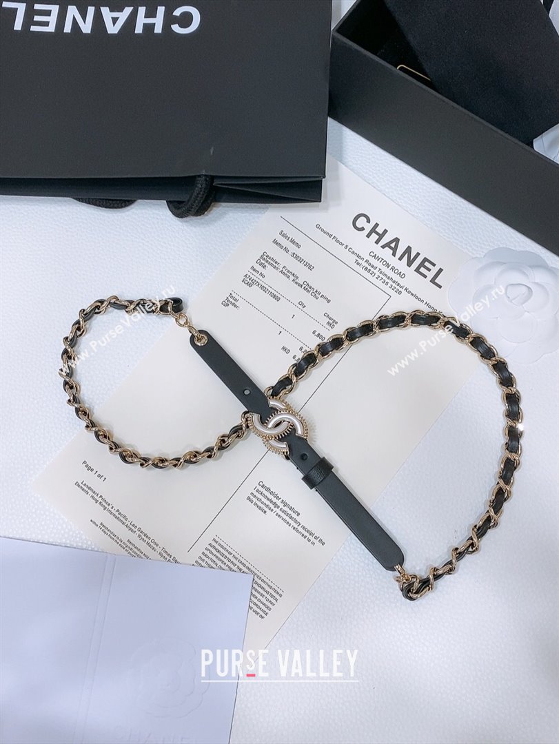 Chanel Calfskin Leather Chain Belt CH122610 Black/Gold 2024 (YANG-24122610)